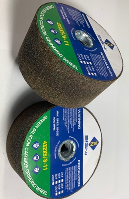 Pierre de meulage verte abrasive de carbure de silicium de 4 pouces avec le fil 5/8-11 pour la poussière abrasive du granit 4X2X5/8-11,60