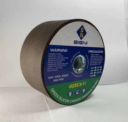 4 Inch Abrasive Green Silicon Carbide Grinding Stone With 5/8-11 Thread For Granite 4X2X5/8-11,120 Grit