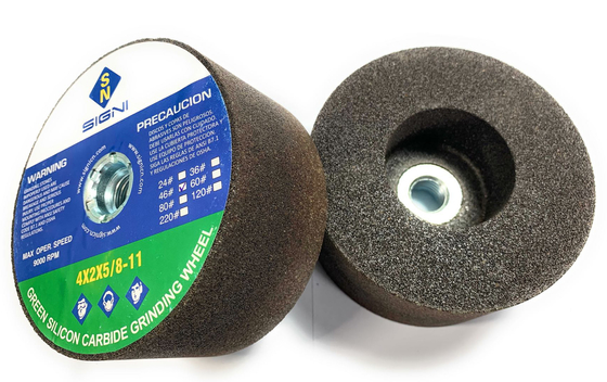 Pierre de meulage verte abrasive de carbure de silicium de 4 pouces avec le fil 5/8-11 pour la poussière abrasive du granit 4X2X5/8-11,46